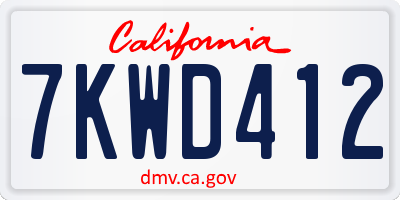 CA license plate 7KWD412