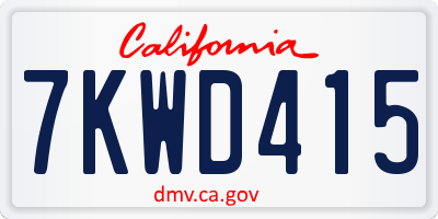 CA license plate 7KWD415