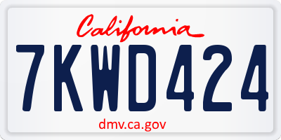 CA license plate 7KWD424