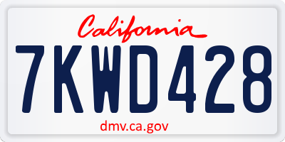 CA license plate 7KWD428