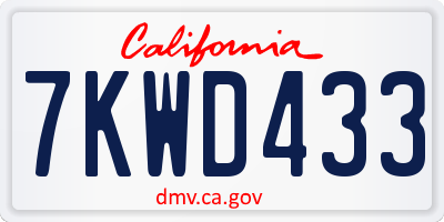 CA license plate 7KWD433