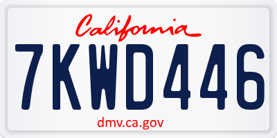 CA license plate 7KWD446