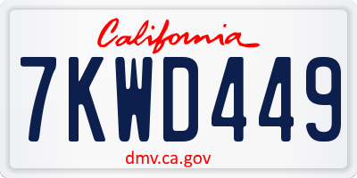 CA license plate 7KWD449