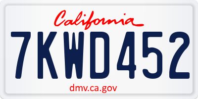 CA license plate 7KWD452