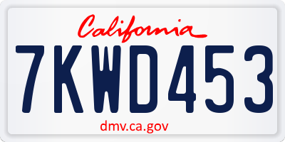 CA license plate 7KWD453