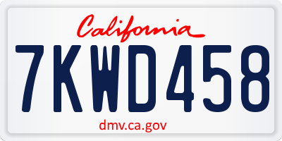 CA license plate 7KWD458