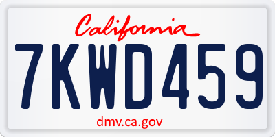 CA license plate 7KWD459