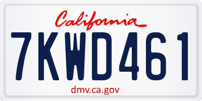 CA license plate 7KWD461