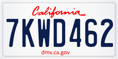 CA license plate 7KWD462