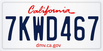 CA license plate 7KWD467