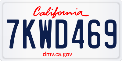 CA license plate 7KWD469