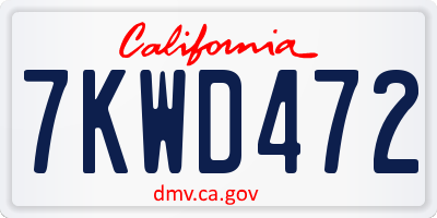 CA license plate 7KWD472