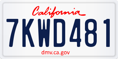 CA license plate 7KWD481