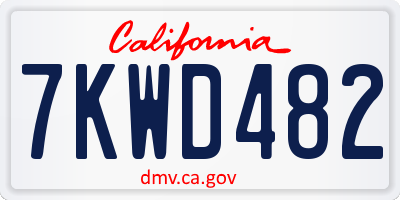 CA license plate 7KWD482