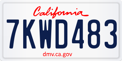 CA license plate 7KWD483