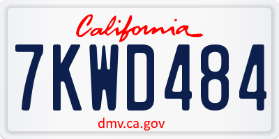 CA license plate 7KWD484