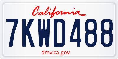 CA license plate 7KWD488