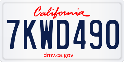 CA license plate 7KWD490