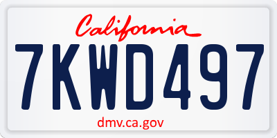 CA license plate 7KWD497