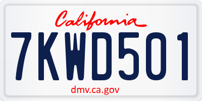 CA license plate 7KWD501
