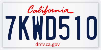CA license plate 7KWD510