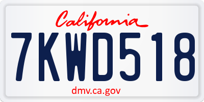 CA license plate 7KWD518
