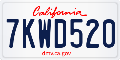 CA license plate 7KWD520