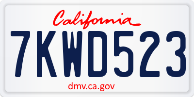 CA license plate 7KWD523