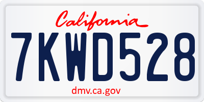CA license plate 7KWD528