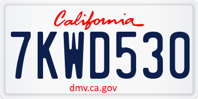 CA license plate 7KWD530