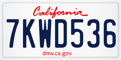 CA license plate 7KWD536