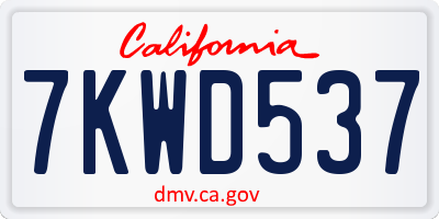 CA license plate 7KWD537