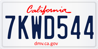 CA license plate 7KWD544