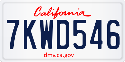CA license plate 7KWD546