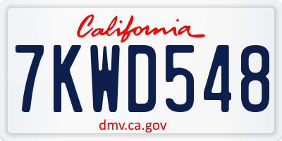 CA license plate 7KWD548