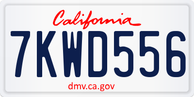 CA license plate 7KWD556