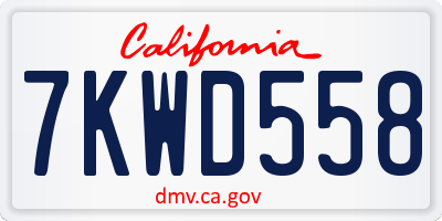 CA license plate 7KWD558