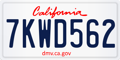 CA license plate 7KWD562
