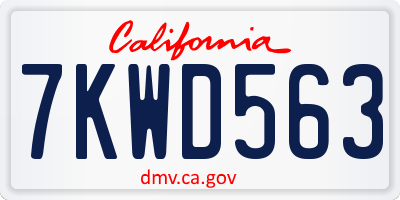 CA license plate 7KWD563