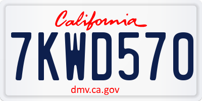 CA license plate 7KWD570