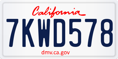 CA license plate 7KWD578