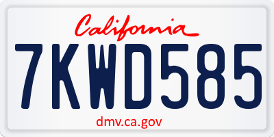 CA license plate 7KWD585