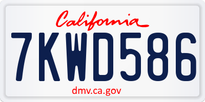CA license plate 7KWD586