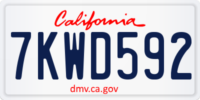CA license plate 7KWD592