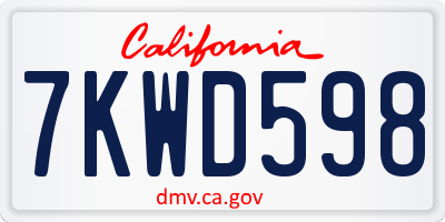 CA license plate 7KWD598