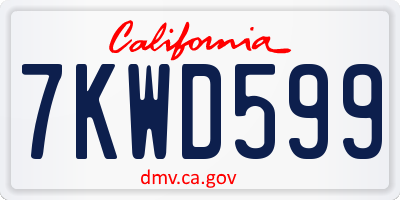 CA license plate 7KWD599