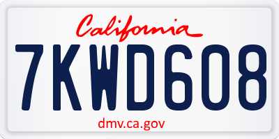 CA license plate 7KWD608