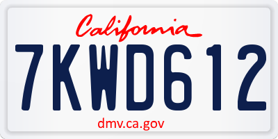 CA license plate 7KWD612