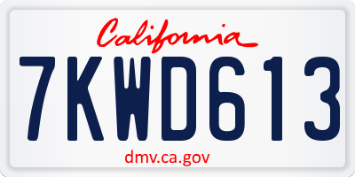 CA license plate 7KWD613