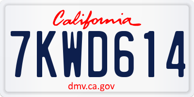 CA license plate 7KWD614